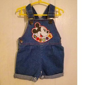 💖✨SUPER CUTE✨💖New Disney Store Mickey Mouse Denim Blue Overall Shorts 6mths